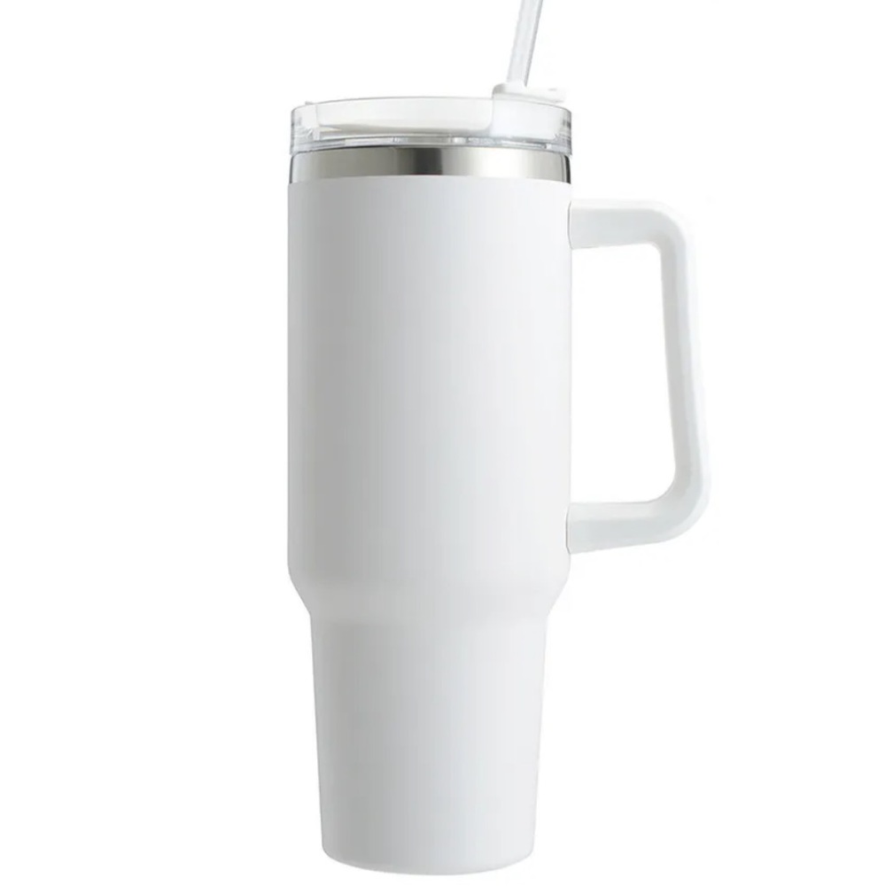 Stainless Steel Tumbler 40oz W/ Straw Lid. Insulated Water Bottle Coffee Mug